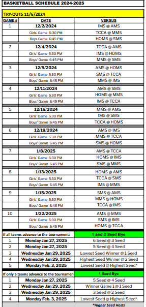 Basketball Schedule