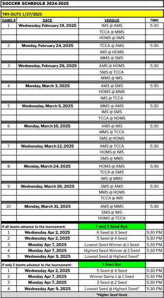 Soccer Schedule