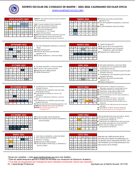 calendar - spanish