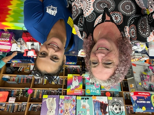 PTA Pres volunteering at Book Fair