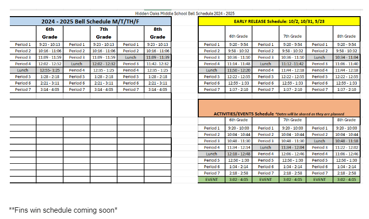 bell schedule