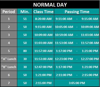 normal bell schedule