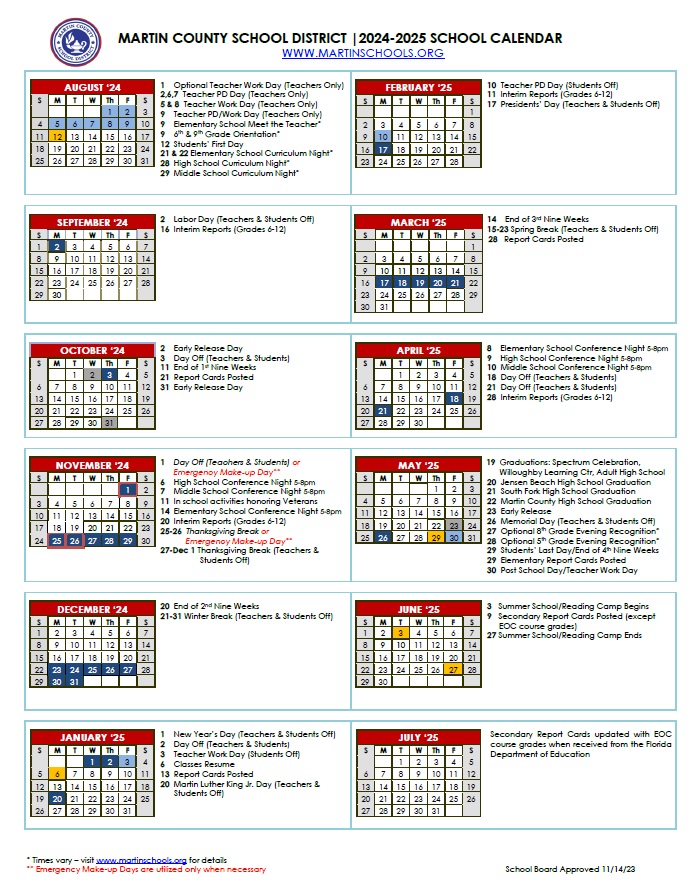 20242025 School Calendar Jensen Beach High School