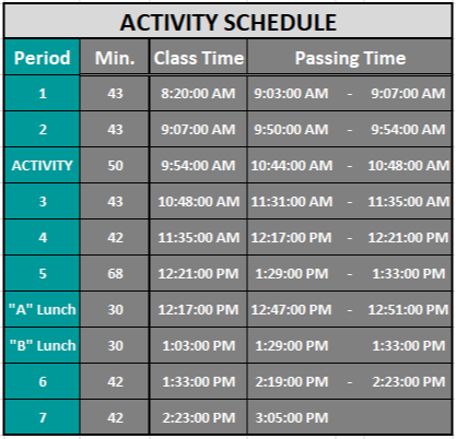 activity bell schedule