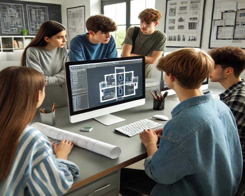 students using AutoCAD