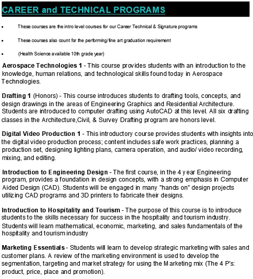 freshmen cte electives