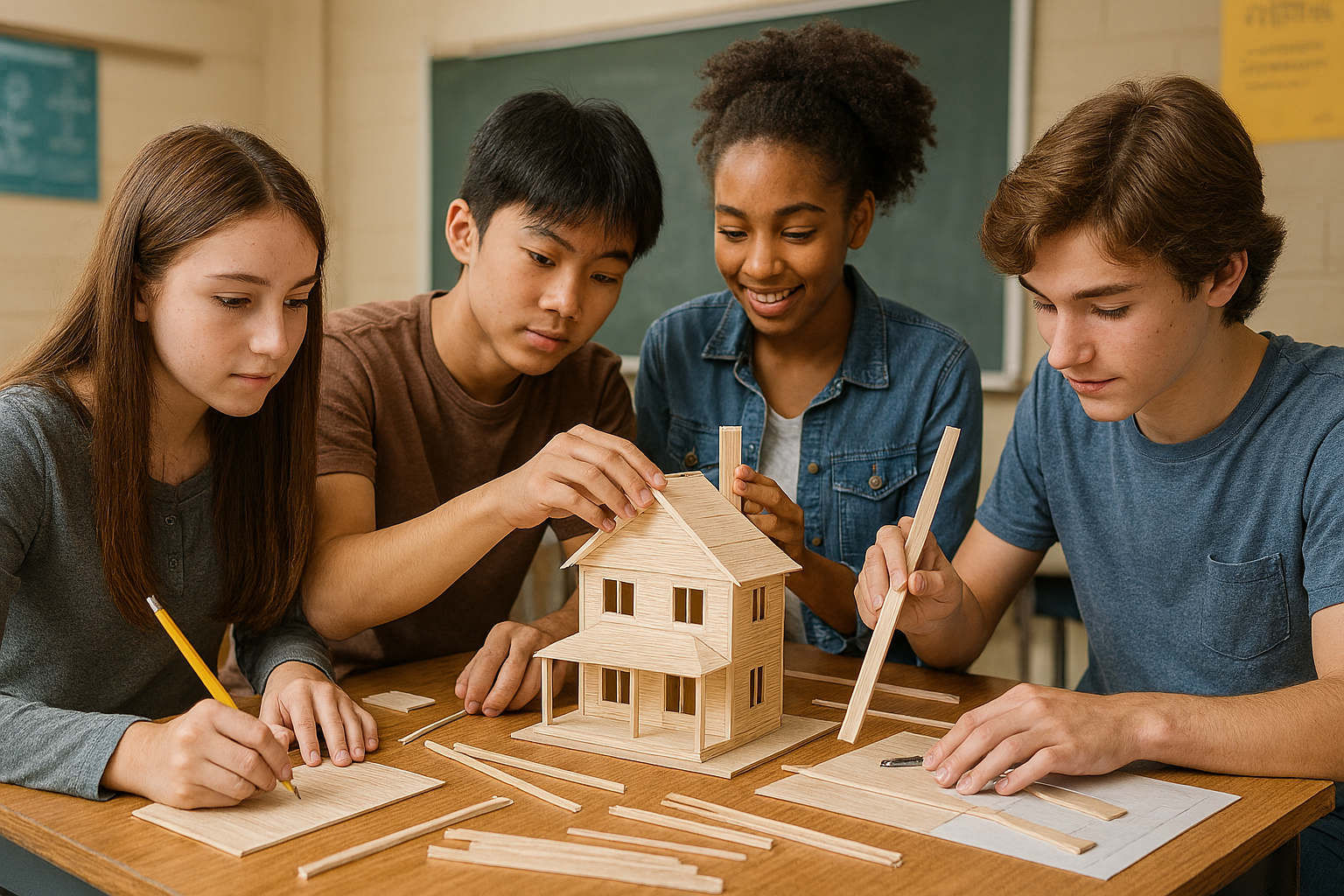 building house with balsa wood