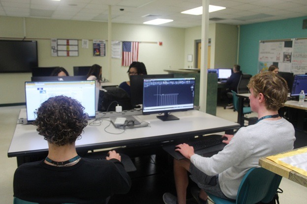 students using AutoCAD