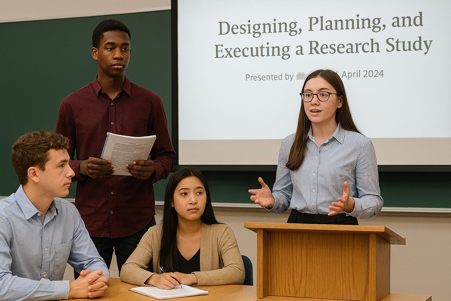 AP Capstone, Seminar, Research., students designing, planning, and executing a study