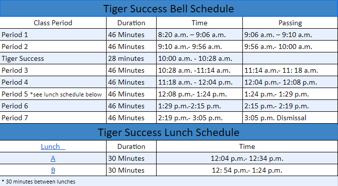 Tiger Success Schedule