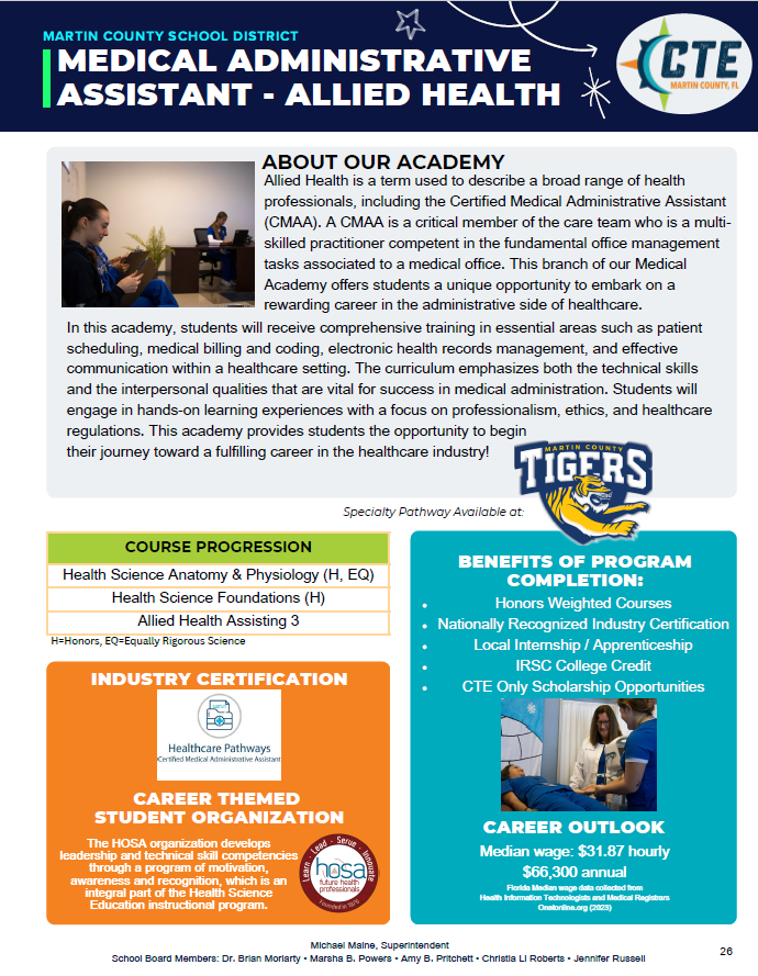 CTE Medical Administrative Assistant - Allied Health