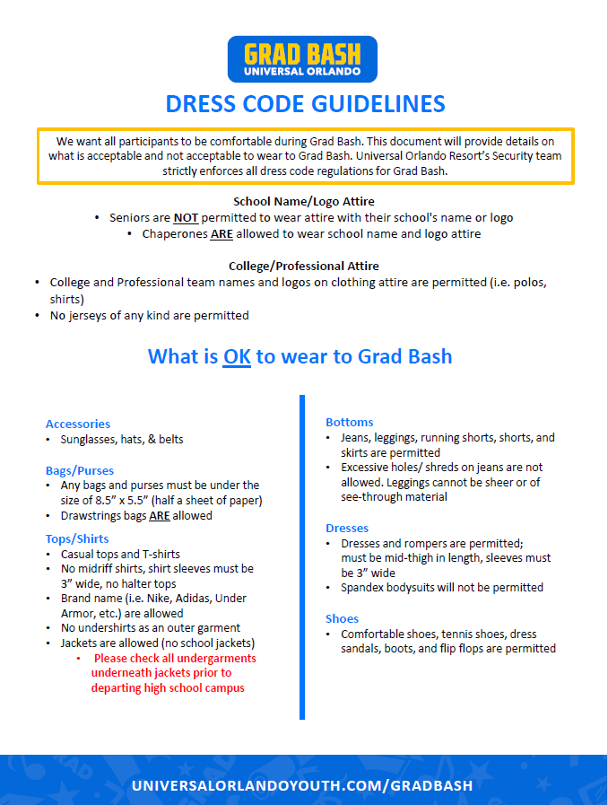 Grad Bash Guidelines