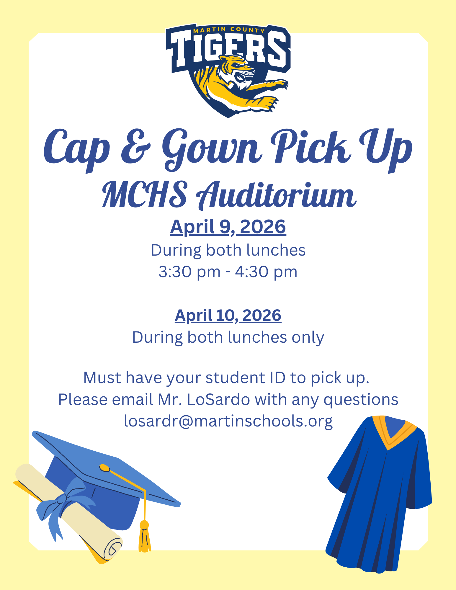 Class of 2026 Cap & Gown Pick Up