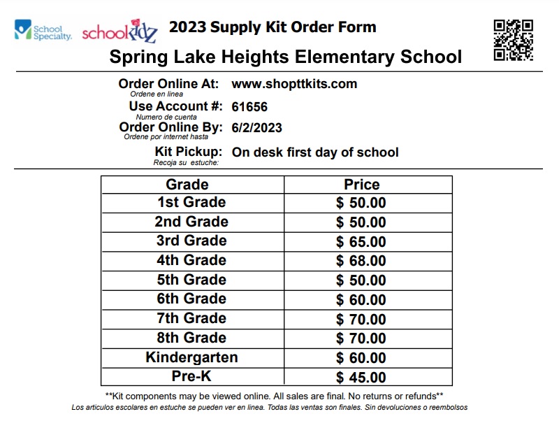 School Supply Kits