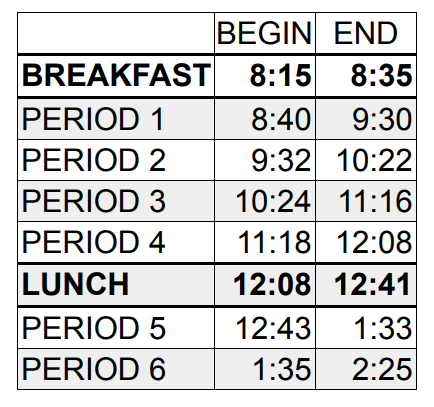 Bell Schedule