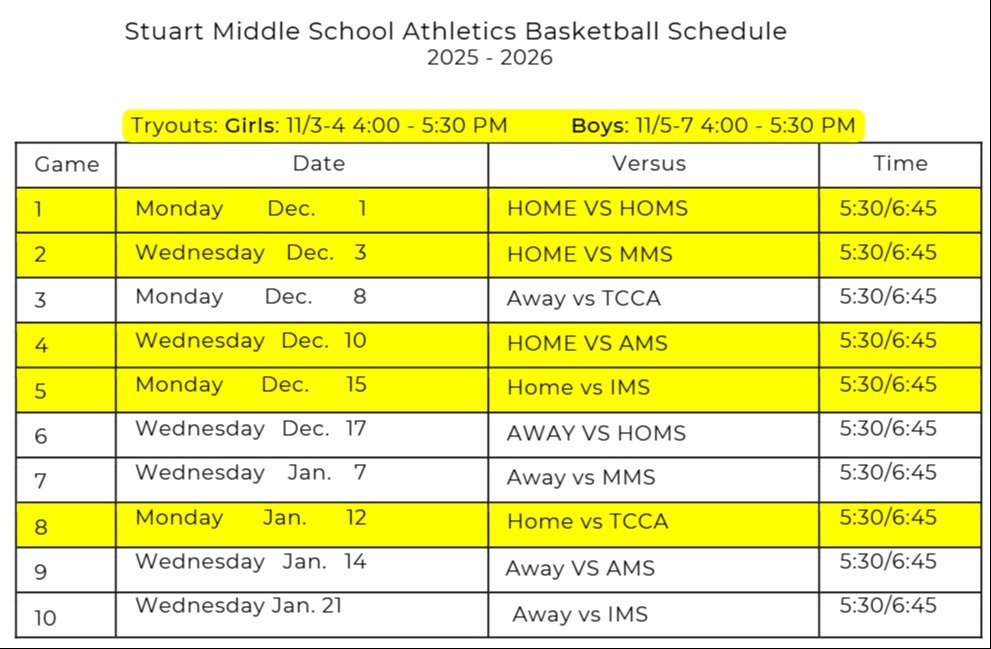 Basketball Tryout & Schedule Dates