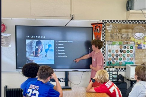 Students presenting on the skills needed for a specific job. 