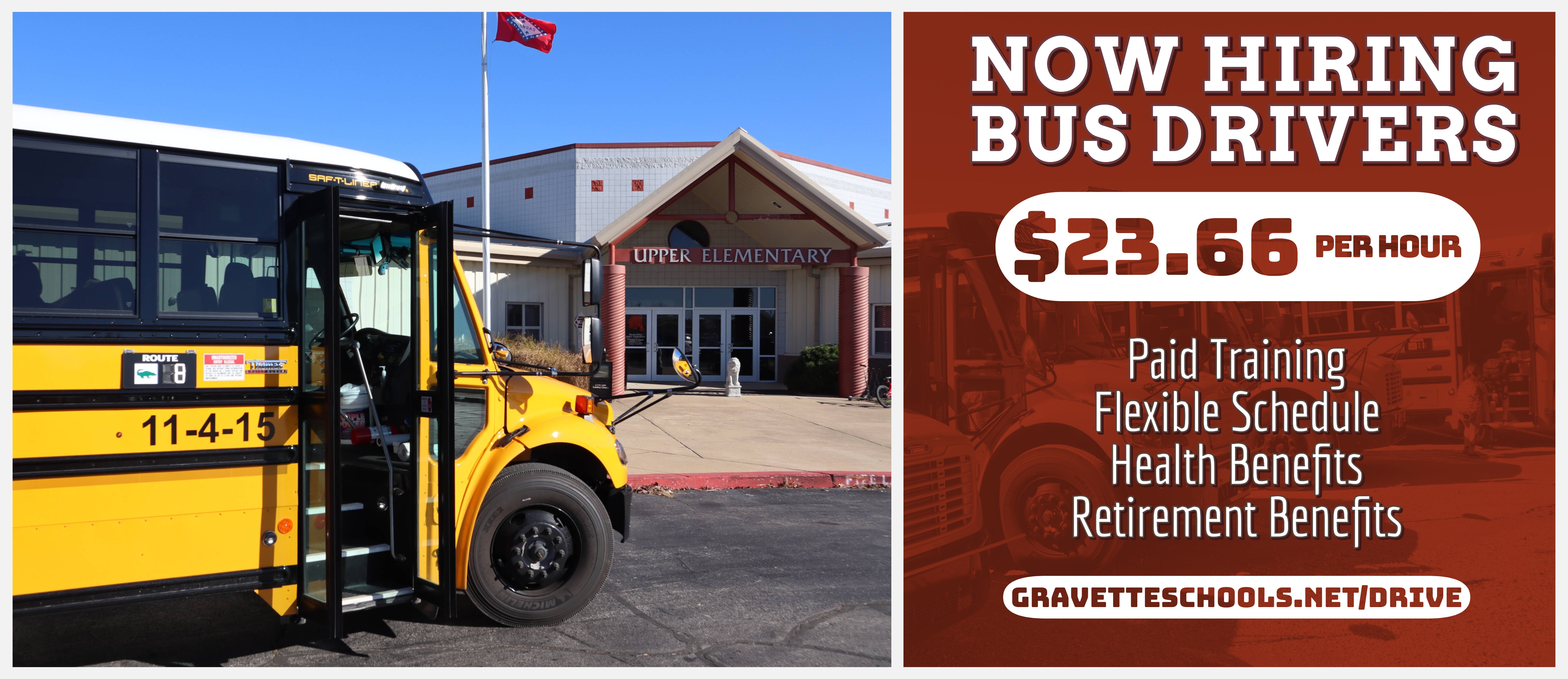 Now Hiring Bus Drivers Graphic