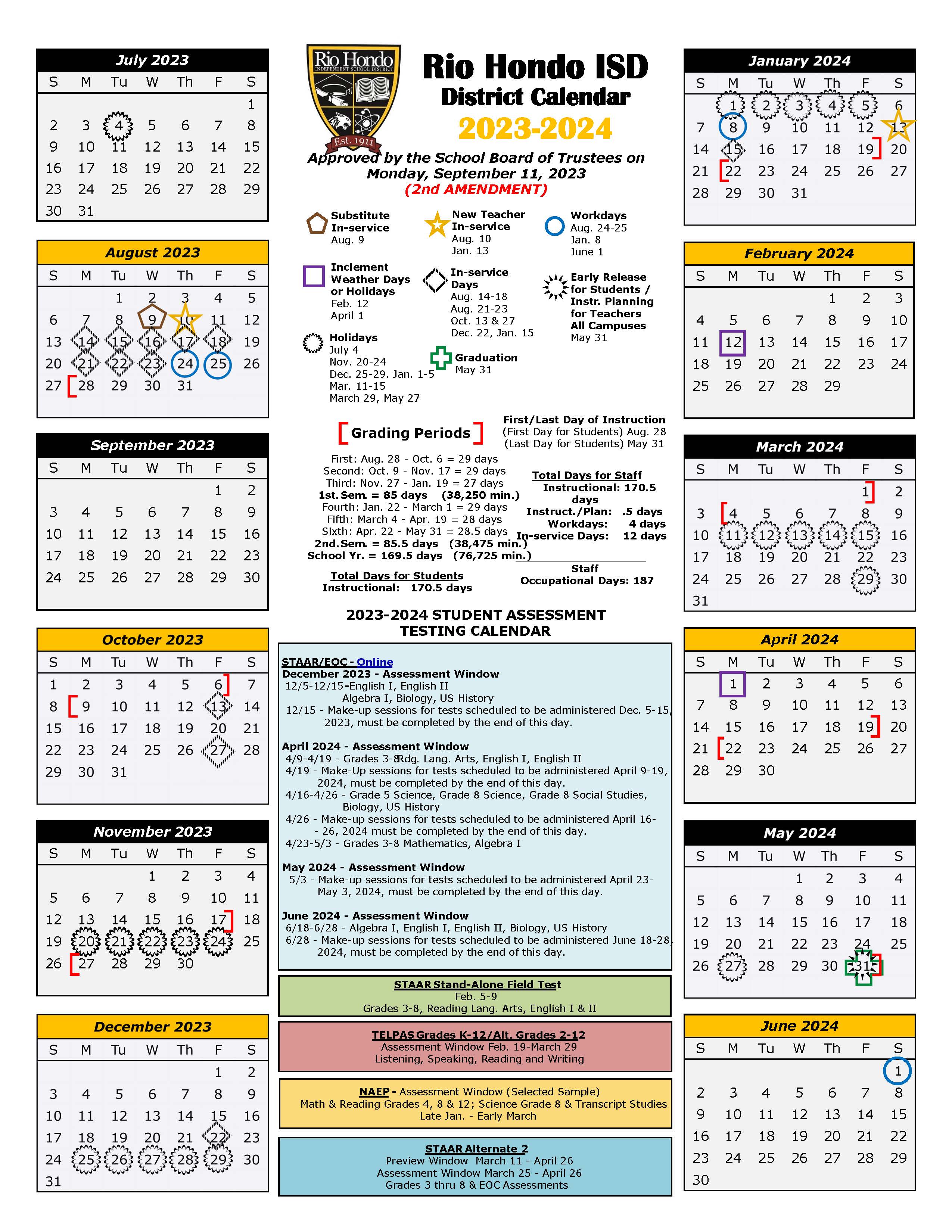 RHISD 2023-2024 School Calendar