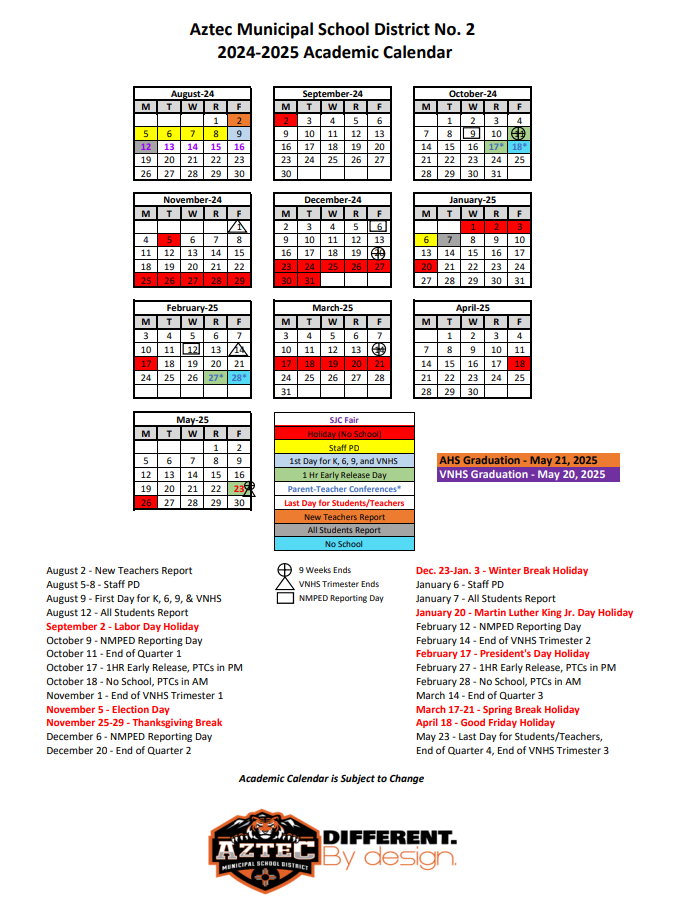 District Calendar - Updated 10.03.2024