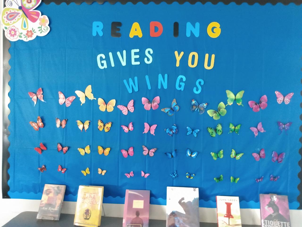 Library Display "Reading Gives You Wings"