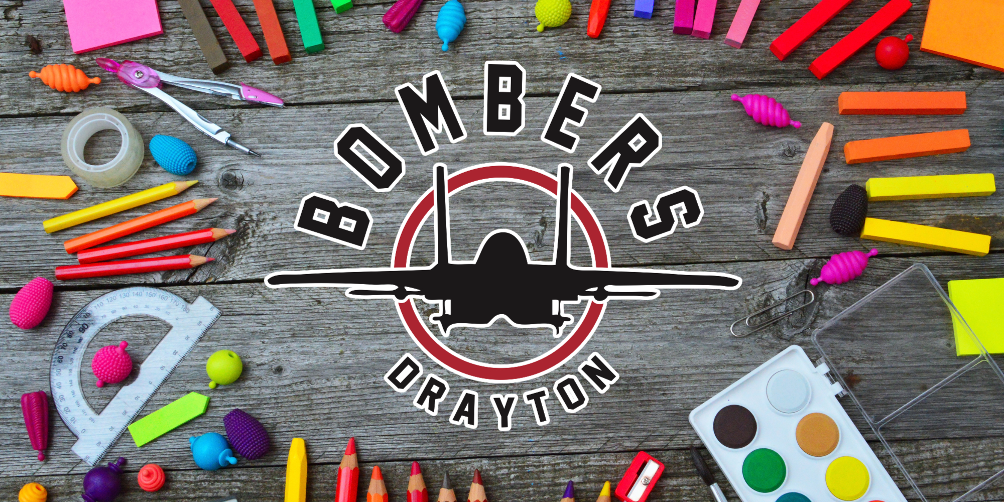 school supplies in ring around drayton logo