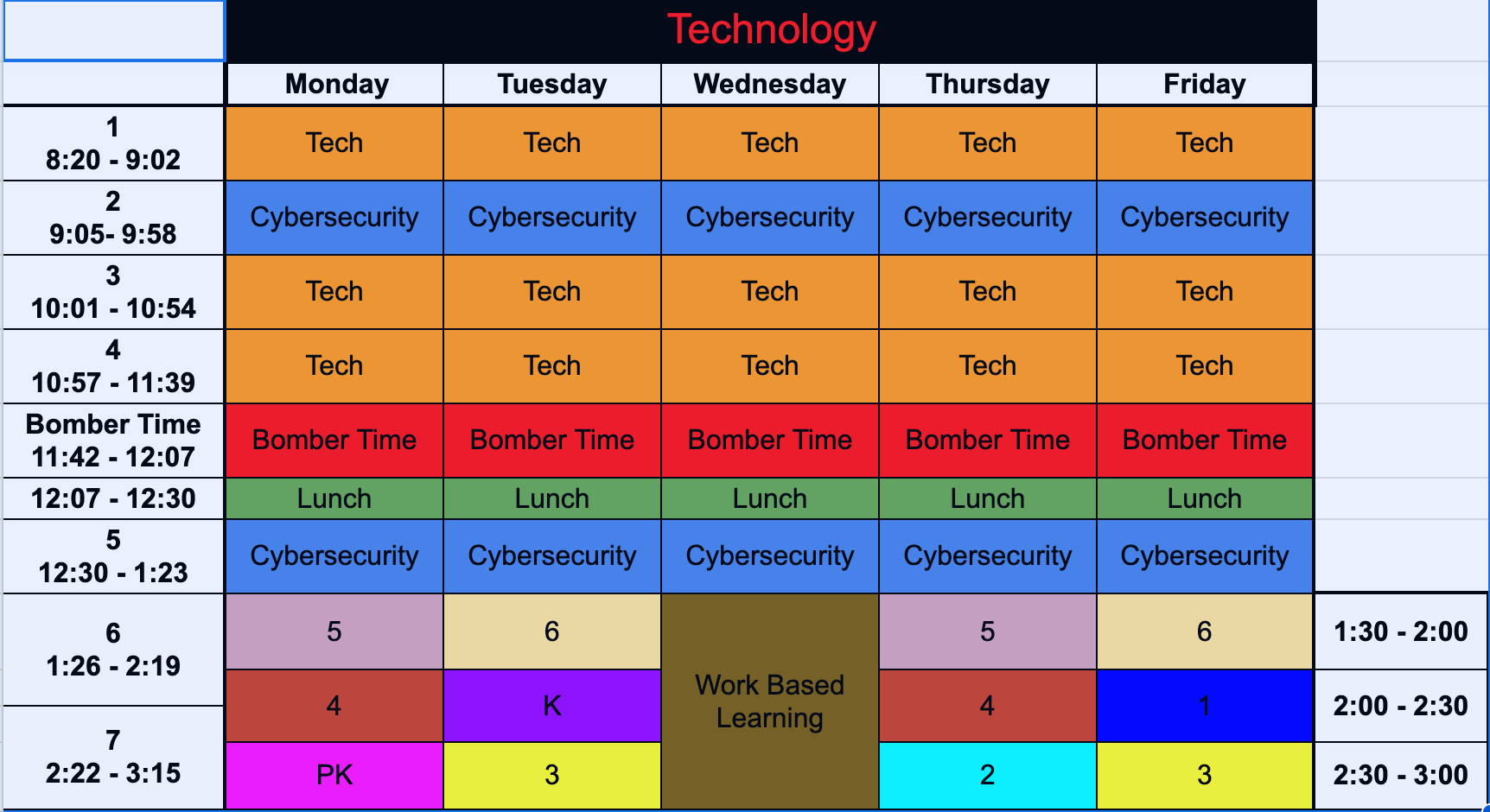 schedule