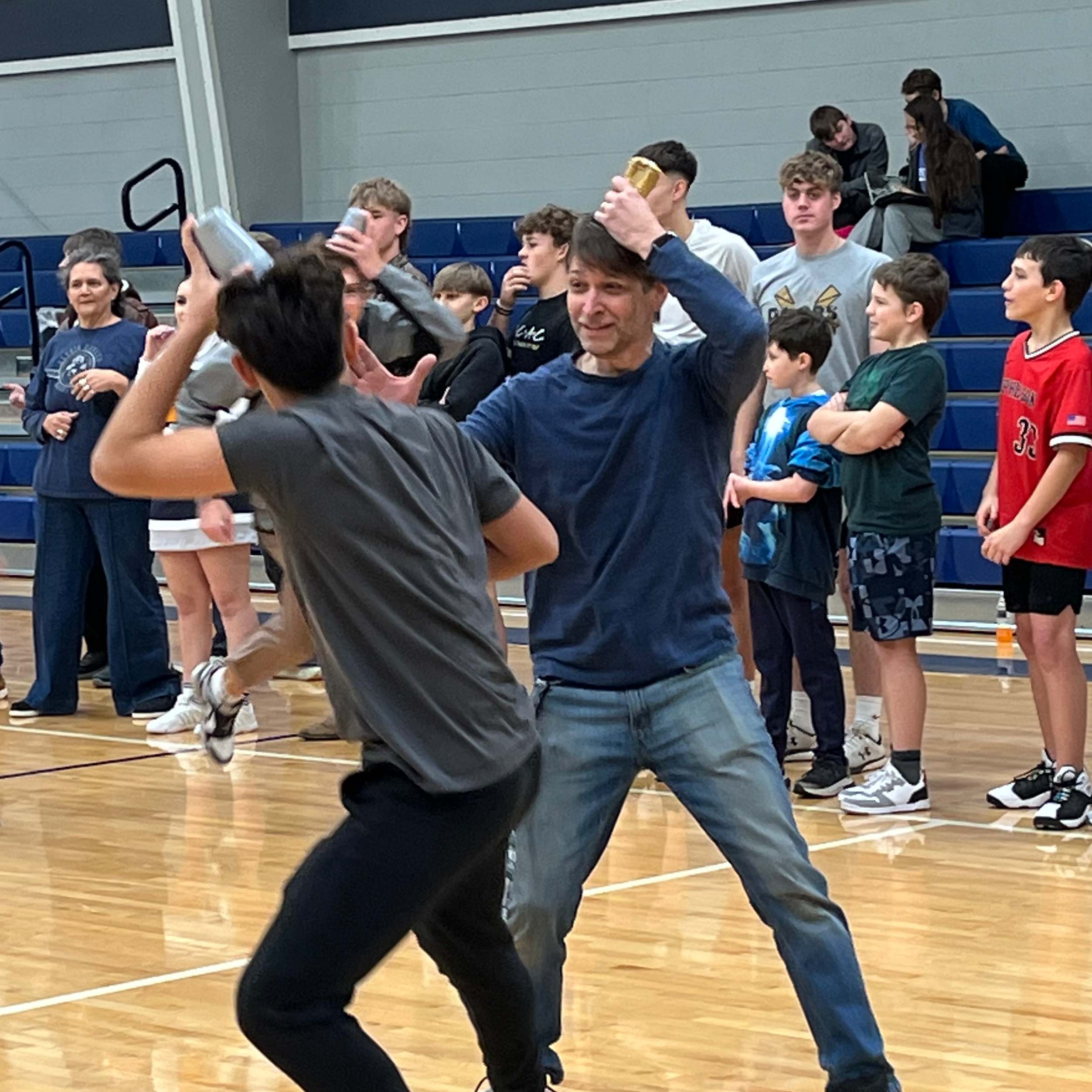 Staff playing game
