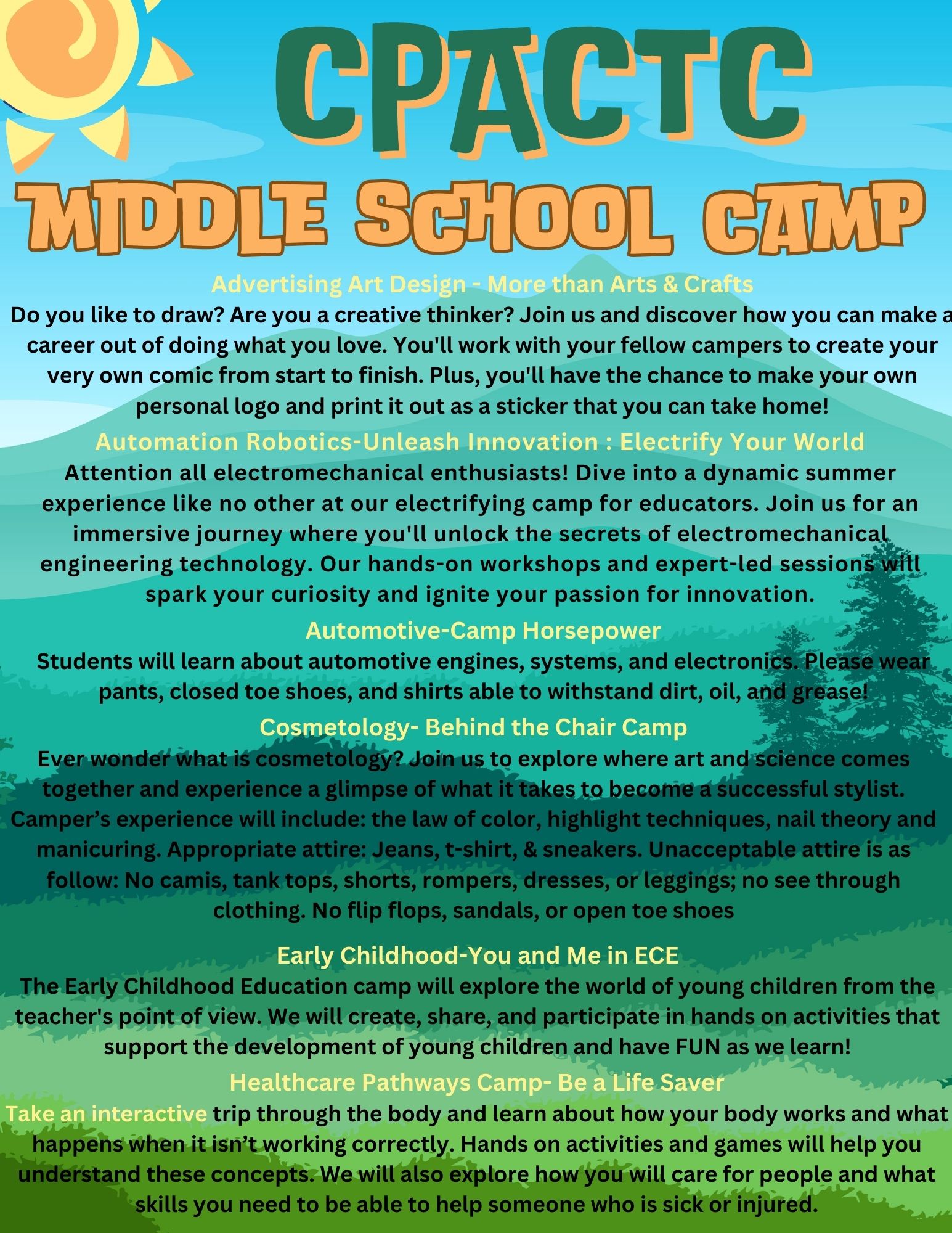 camp descriptions