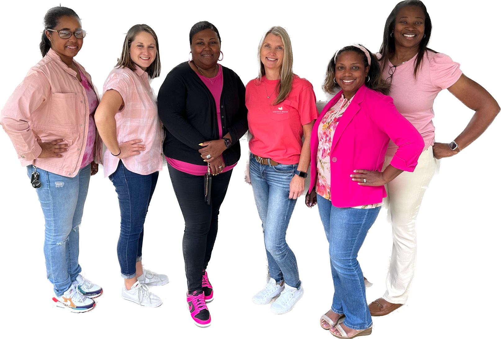 A group of people wearing pink.