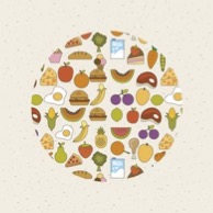 A circle of food items