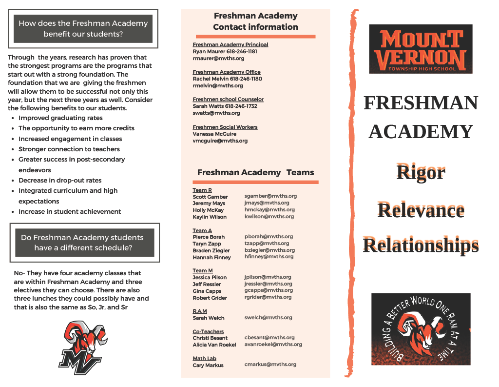 Freshman Academy flyer