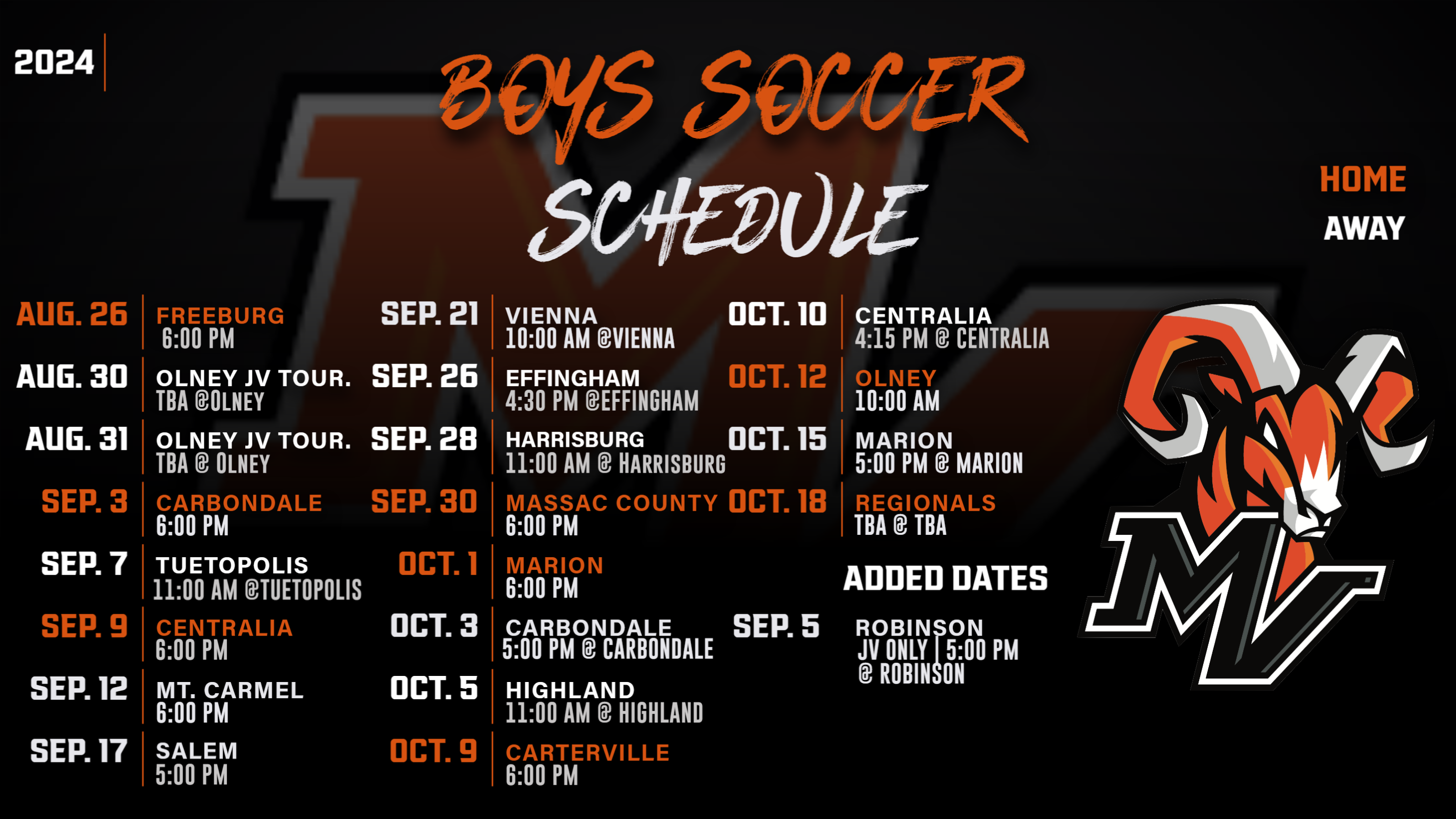 Boys Soccer Schedules