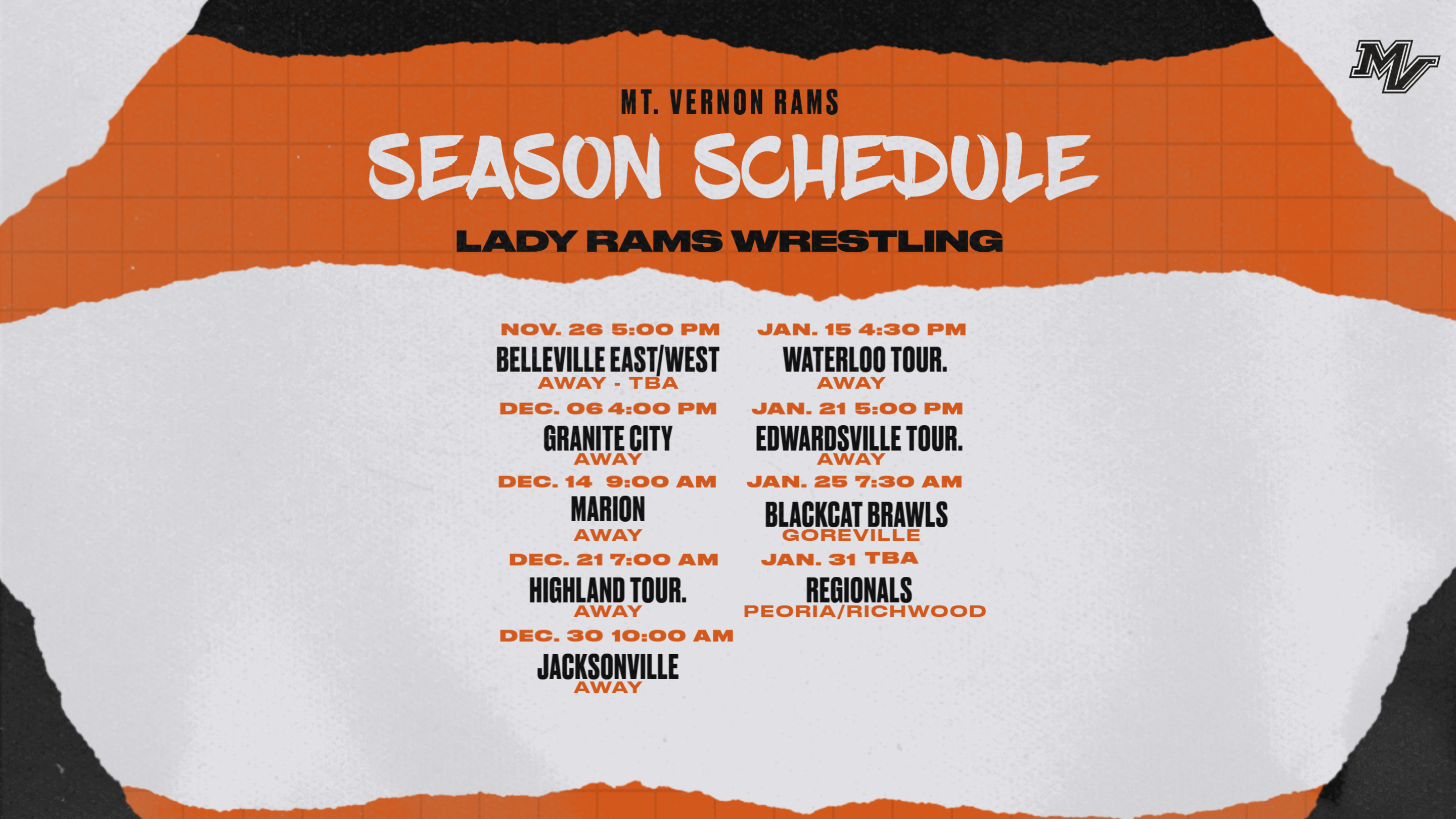 Girls Wrestling Schedule