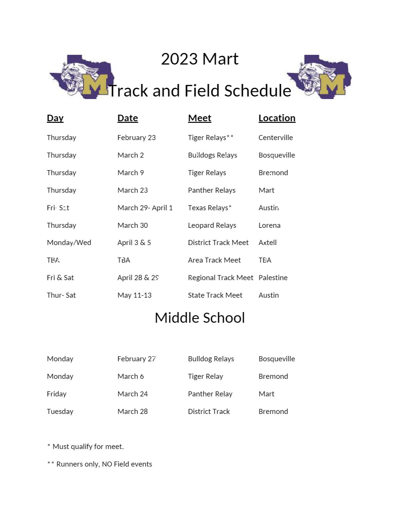 Track & Field Mart ISD