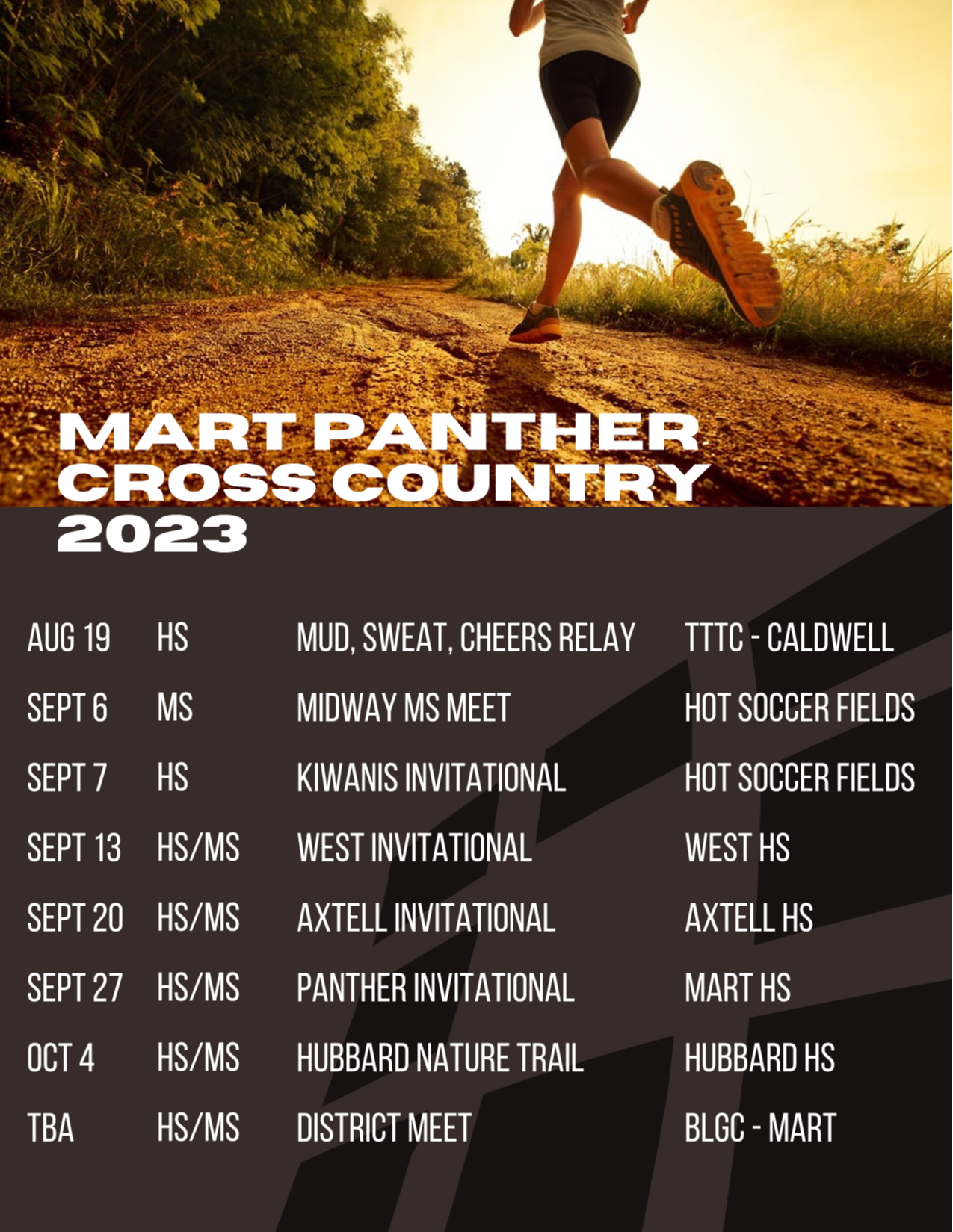 Cross Country 2023 Schedule