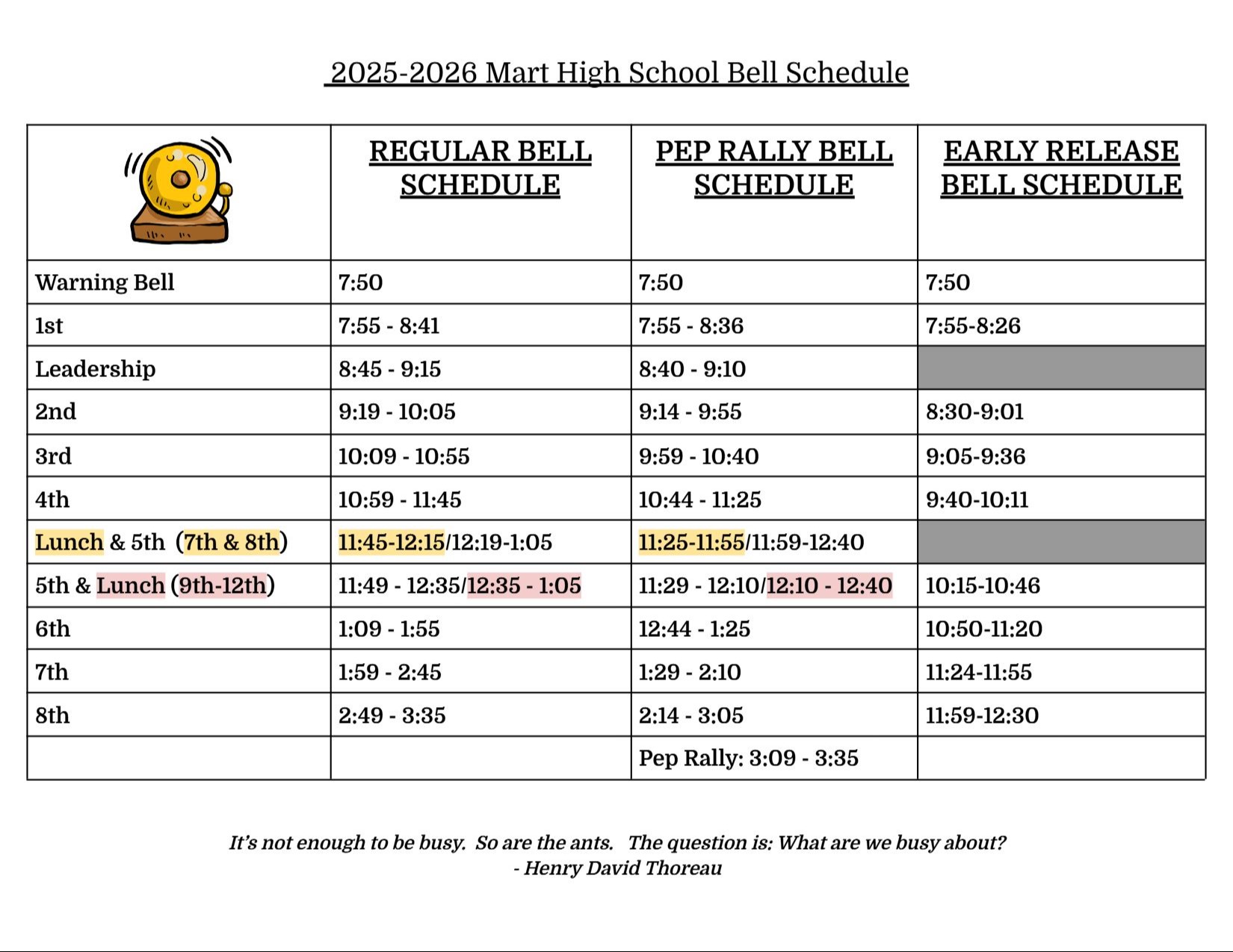 Bell Schedule