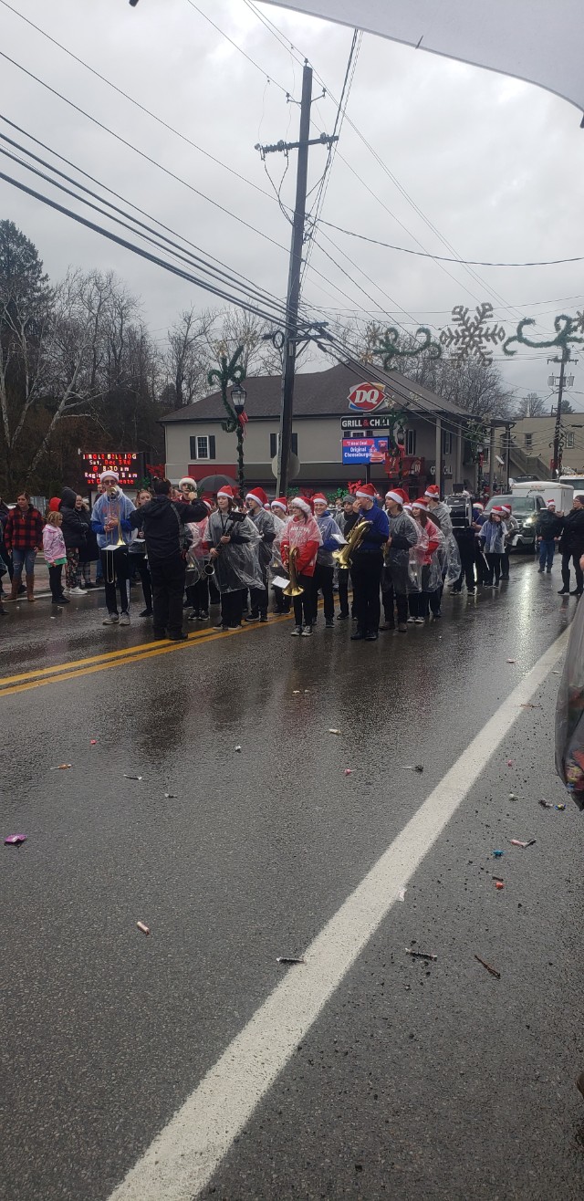 Band students marching