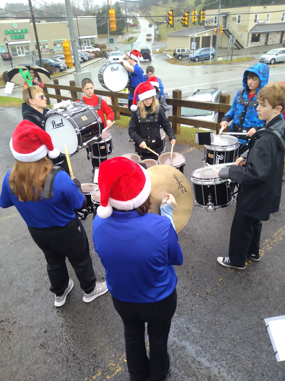 Band students warming up