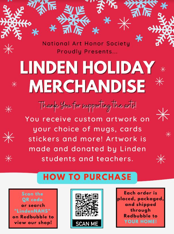 National Art Honor Society Proudy Presents linden holiday merchandise.  search lindennahs