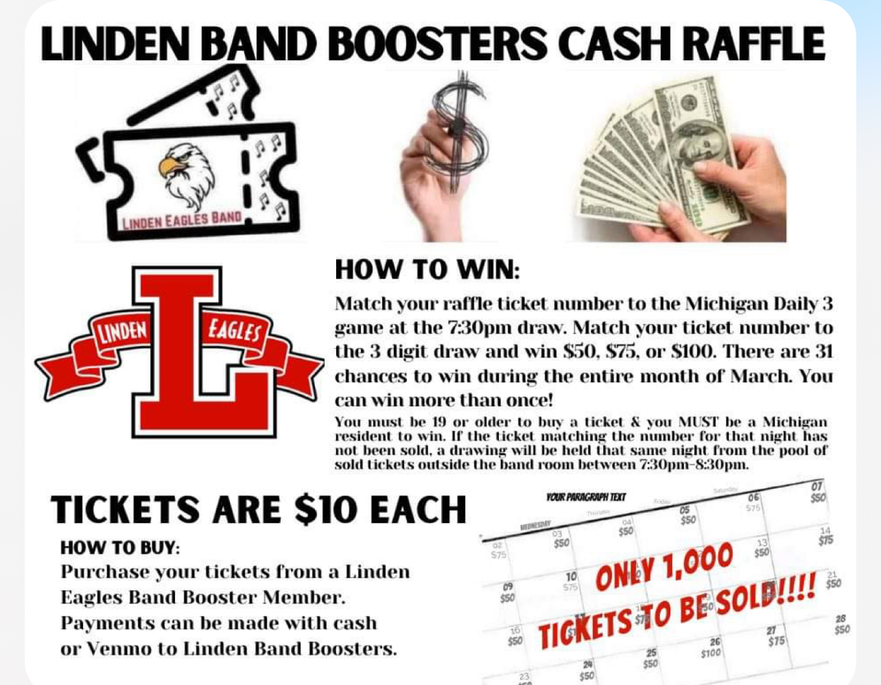 LINDEN BAND BOOSTERS CASH RAFFLE