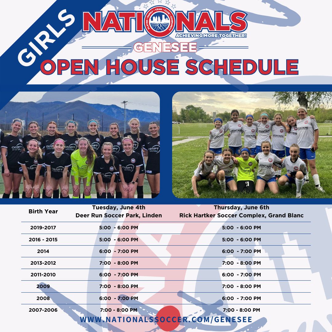 girls soccer open house schedule
