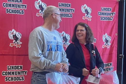 Staff receiving gifts