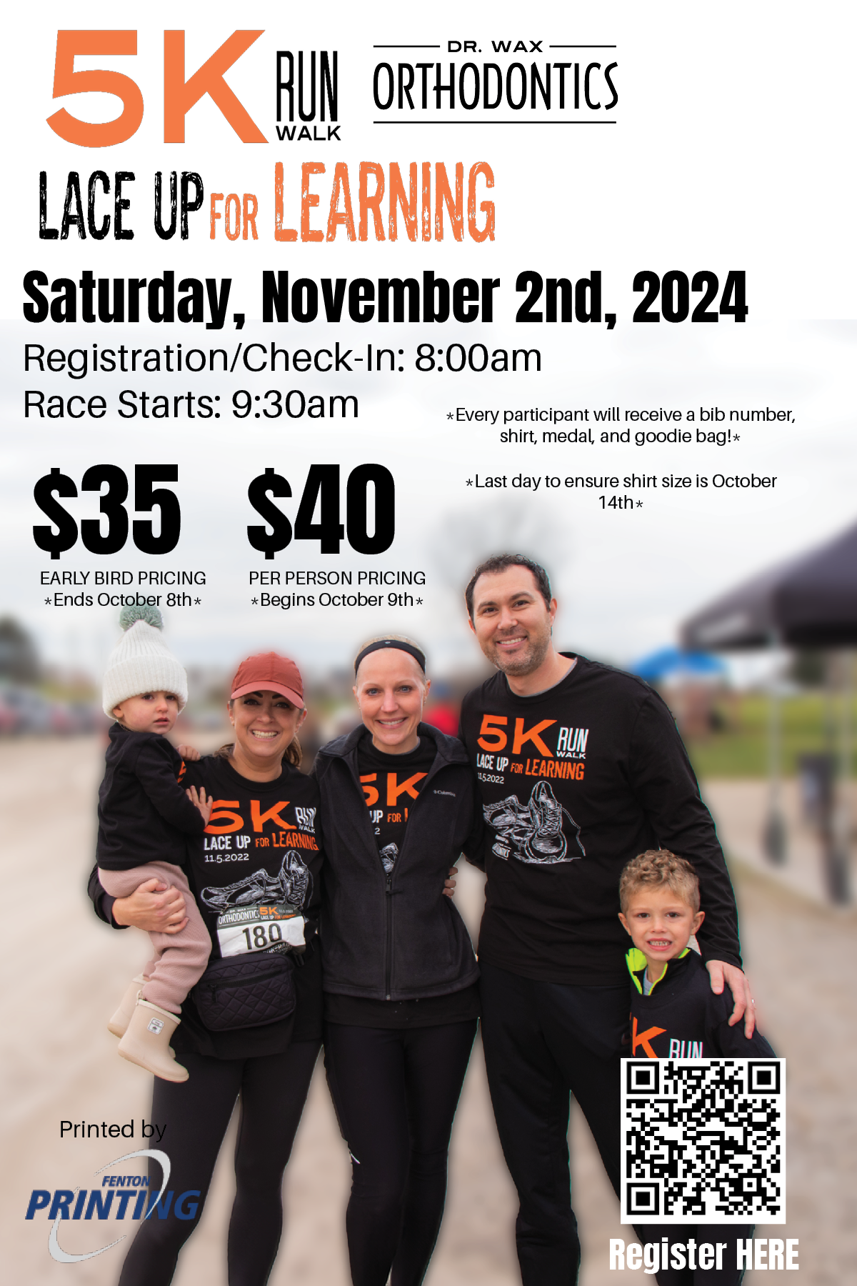 5K Run Walk Lace Up for Learning Saturday, November 2, 2024