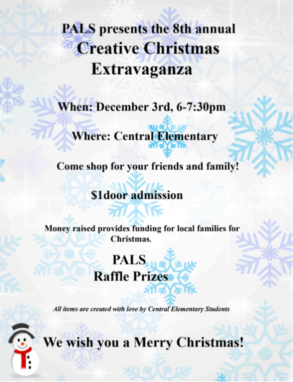 PALS PRESENTS THE 7TH ANNUAL CREATIVE CHRISTMAS EXTRAVAGANZA DCEMBER 3RD 6-7:30 PM  