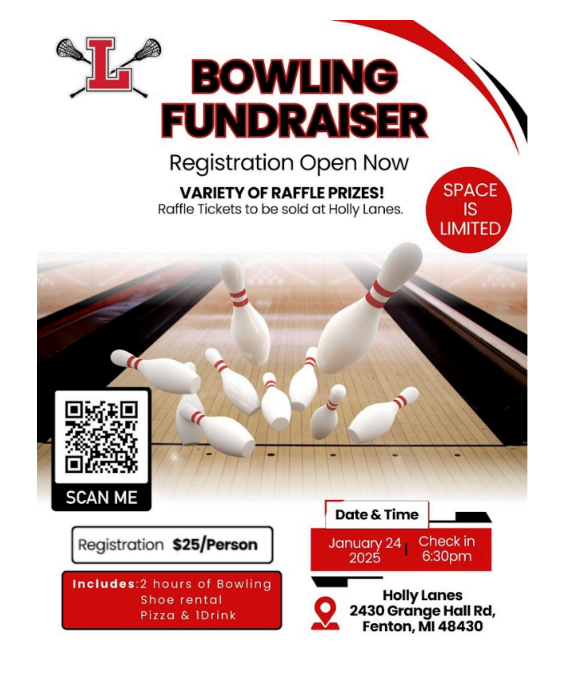 Lacross Bowling Fundraiser at Holly Lanes January 24 2025 6:30 pm 