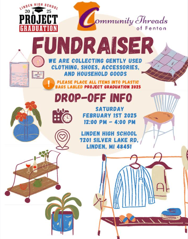 2025 project graduation fundraiser collecting gently used clothing, shoes, accessories, and houshold goods saturday, february 1, 2025 12-4 pm