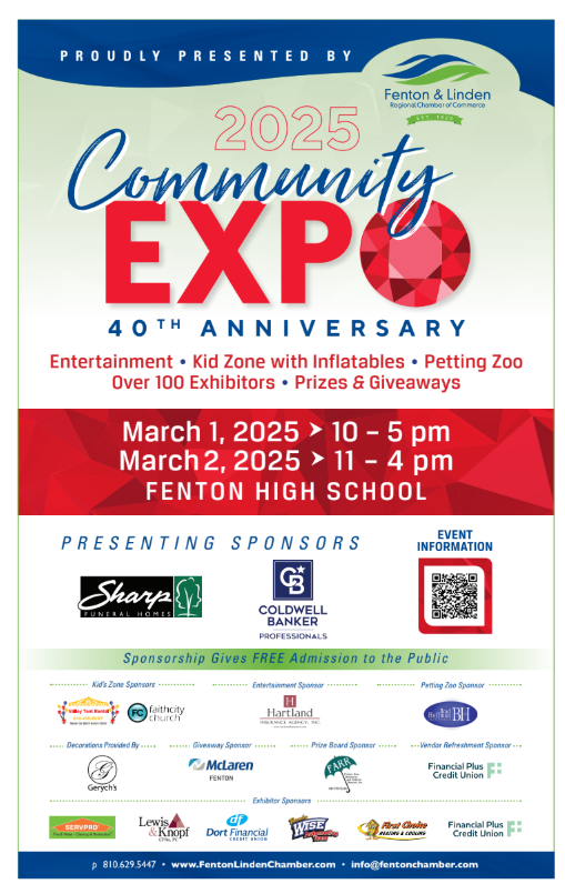 2025 COMMUNITY EXPO 40TH ANNIVERSARY MARCH 1 10-5 AND MAR 2  11-4 FENTON HIGH SCHOOL