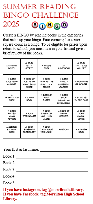 summer reading bingo challenge