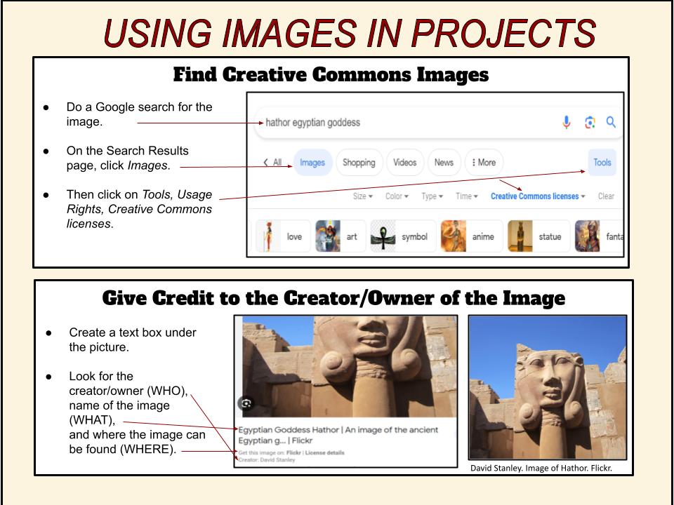 instructions for using online images in your work correctly